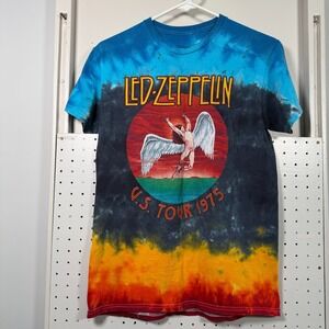 Led Zeppelin US Tour 1975 T-Shirt Men's Small Tye-Dye Short Sleeve Classic